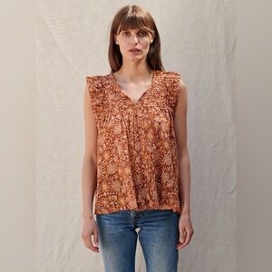 SUNDRY | Floral Flutter Sleeve top | size 2 (m/L)